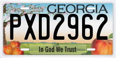 GA license plate PXD2962