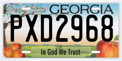 GA license plate PXD2968