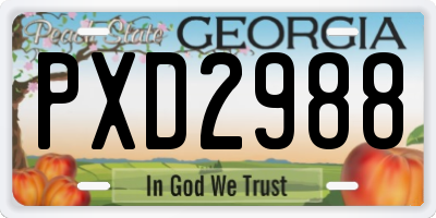 GA license plate PXD2988