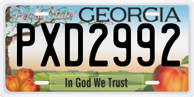 GA license plate PXD2992