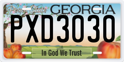 GA license plate PXD3030