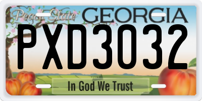 GA license plate PXD3032