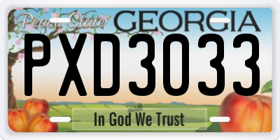 GA license plate PXD3033