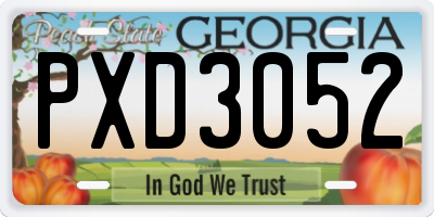 GA license plate PXD3052