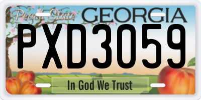 GA license plate PXD3059