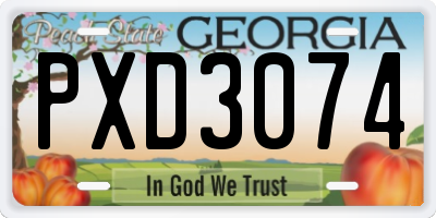 GA license plate PXD3074