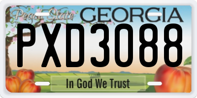 GA license plate PXD3088