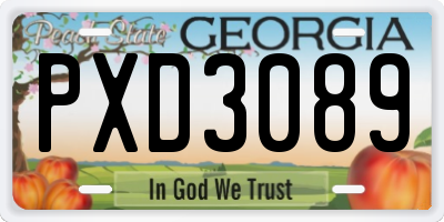 GA license plate PXD3089