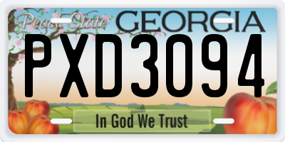 GA license plate PXD3094