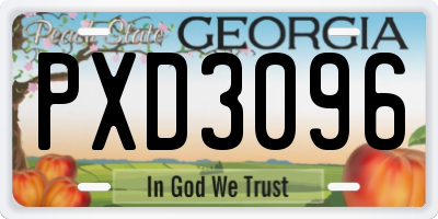 GA license plate PXD3096