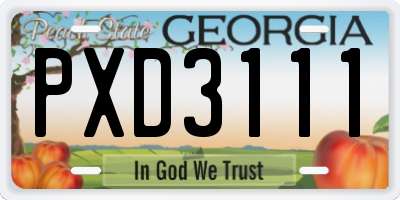 GA license plate PXD3111