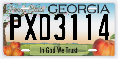GA license plate PXD3114