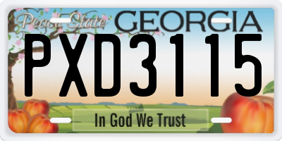 GA license plate PXD3115