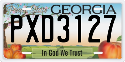 GA license plate PXD3127