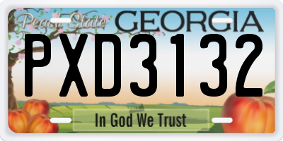 GA license plate PXD3132