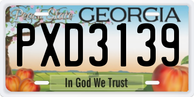 GA license plate PXD3139