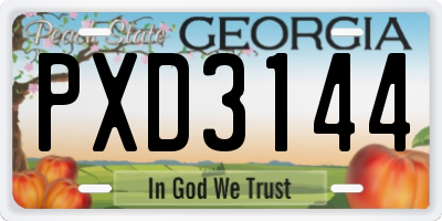 GA license plate PXD3144