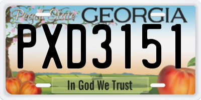 GA license plate PXD3151