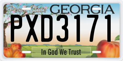 GA license plate PXD3171