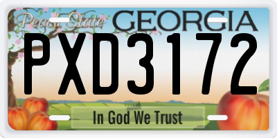 GA license plate PXD3172