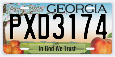 GA license plate PXD3174