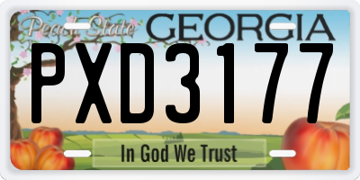 GA license plate PXD3177