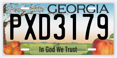 GA license plate PXD3179