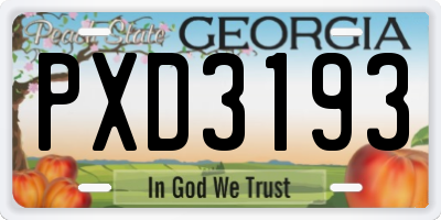 GA license plate PXD3193