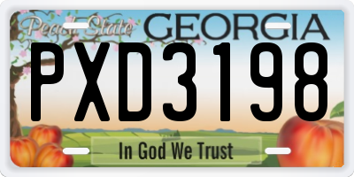 GA license plate PXD3198