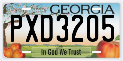 GA license plate PXD3205