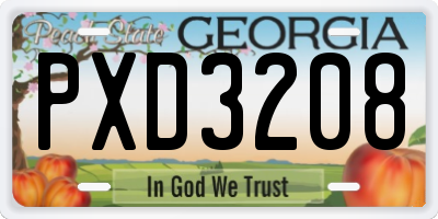 GA license plate PXD3208