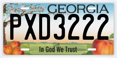 GA license plate PXD3222