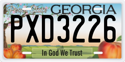 GA license plate PXD3226