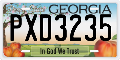 GA license plate PXD3235