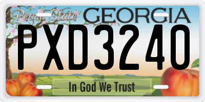 GA license plate PXD3240
