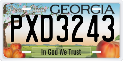 GA license plate PXD3243