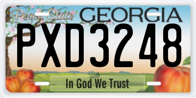 GA license plate PXD3248