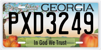 GA license plate PXD3249