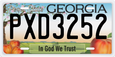 GA license plate PXD3252