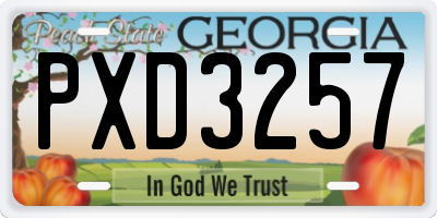 GA license plate PXD3257