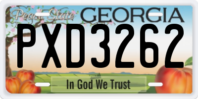 GA license plate PXD3262