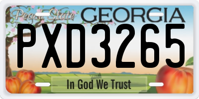 GA license plate PXD3265