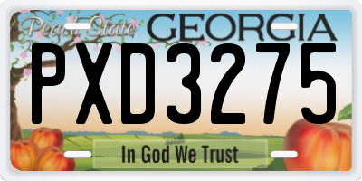 GA license plate PXD3275