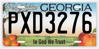 GA license plate PXD3276