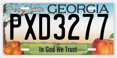 GA license plate PXD3277