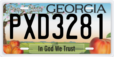 GA license plate PXD3281