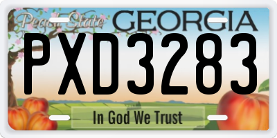 GA license plate PXD3283