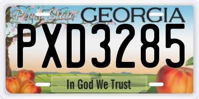 GA license plate PXD3285