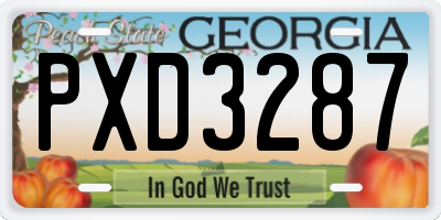 GA license plate PXD3287