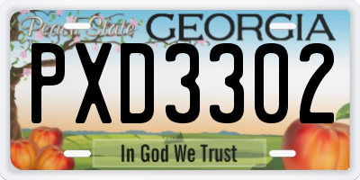 GA license plate PXD3302